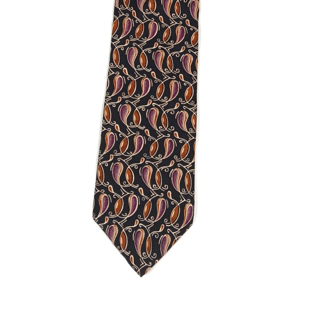 Zenio Men’s Silk Tie Black Paisley 58.5 inch Designer Wide Tie New